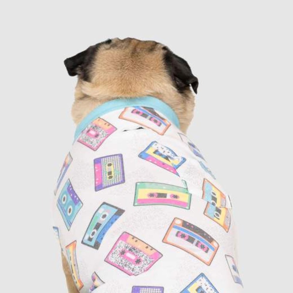 DOG PUPPY RETRO CASSETTE WHITE COTTON TEE T-SHIRT - Picture 4 of 4